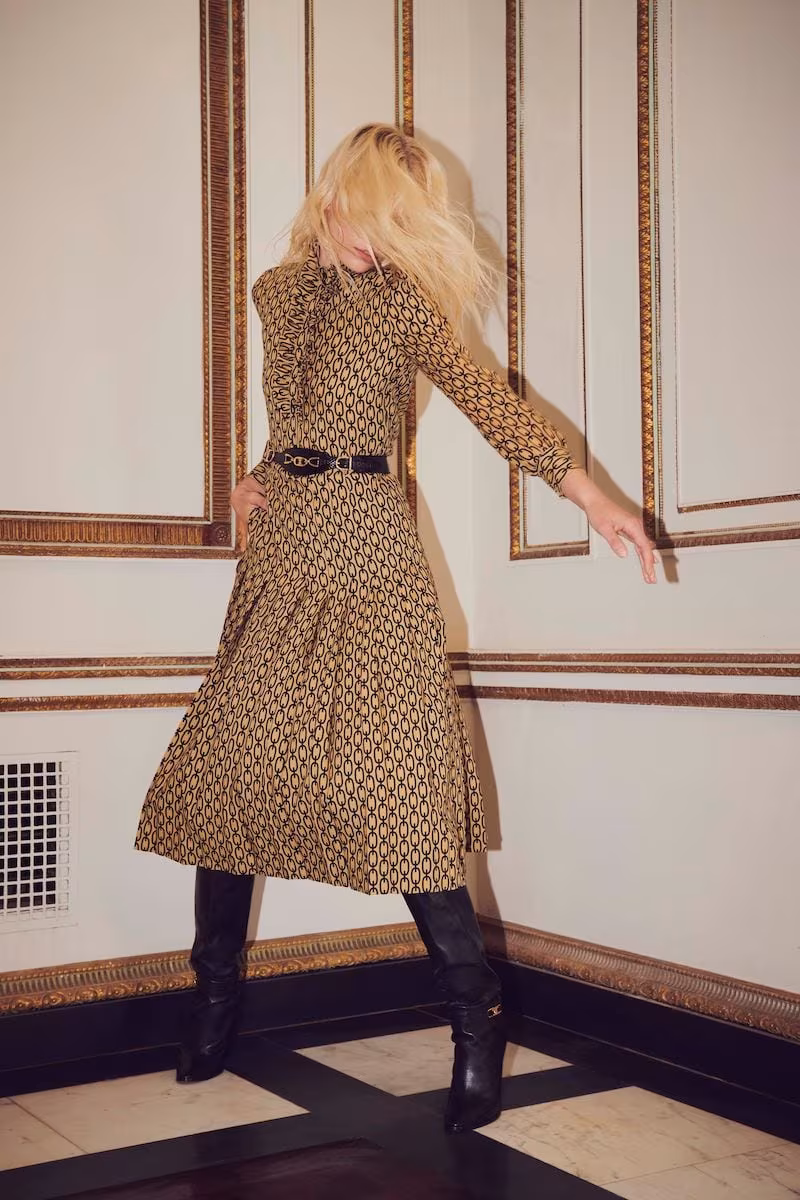 CELINE Pleated Blouse Dress