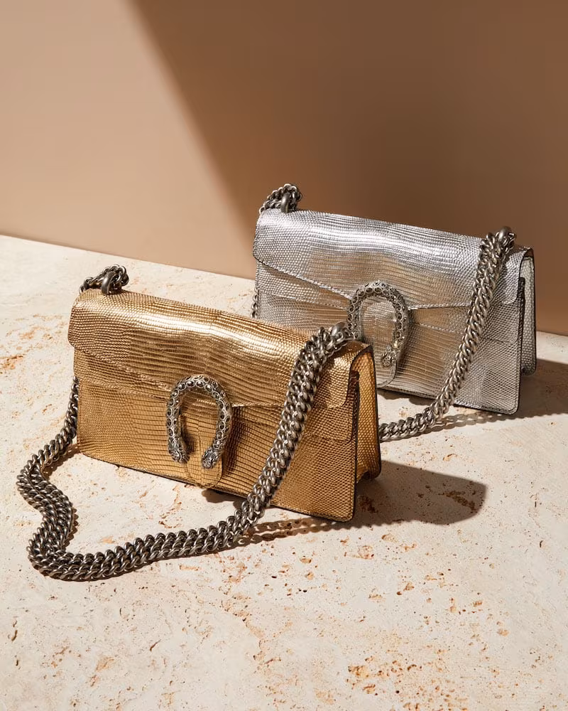 Gucci Dionysus Small Metallic Lizard Shoulder Bag
