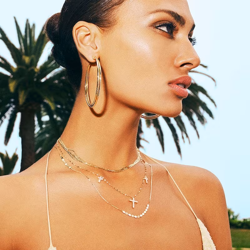Lana 14k Gold Mega Flawless 3-Cross Necklace w/ Diamonds