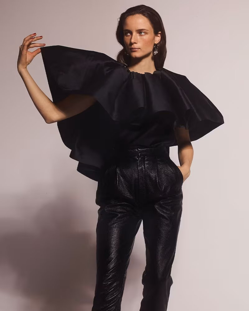 Marques Almeida Ruffled Satin Cape Top