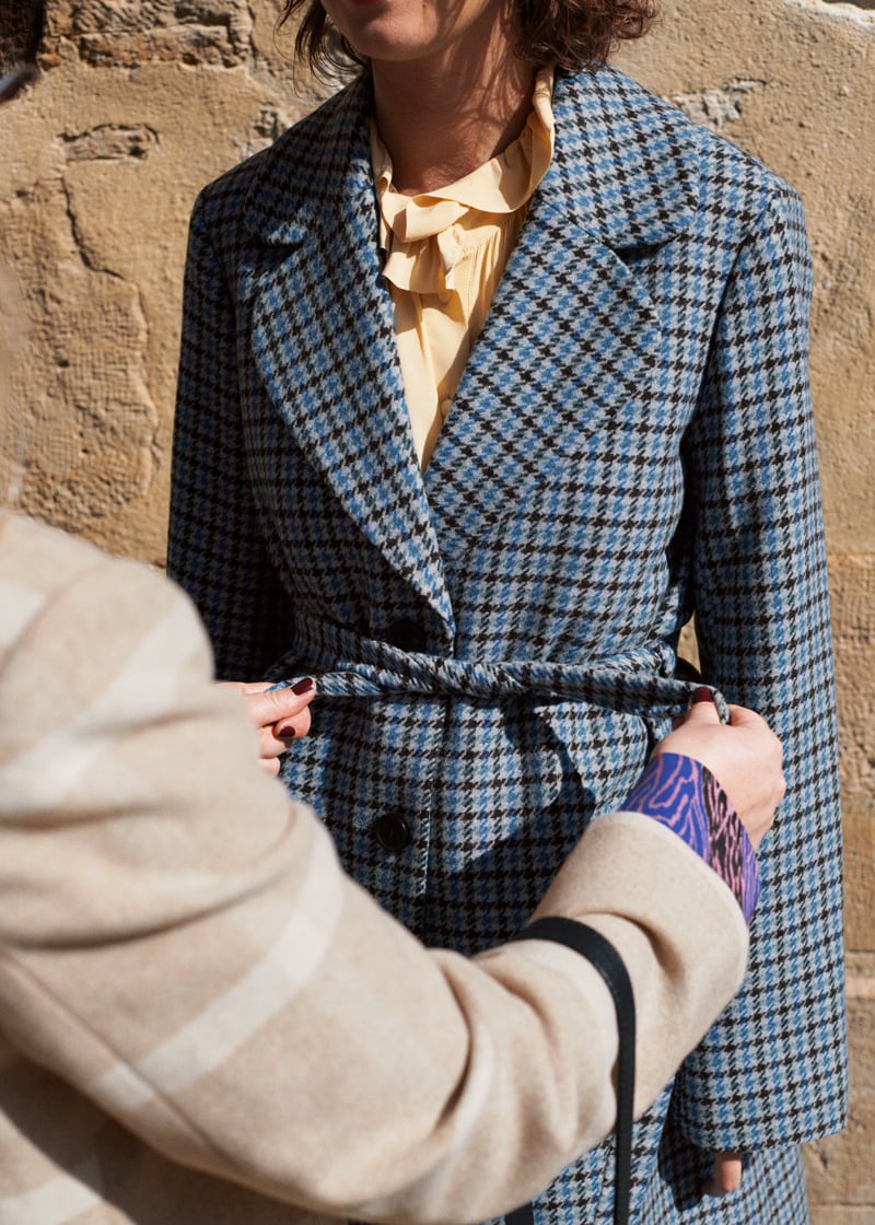 & Other Stories Houndstooth A-Line Belted Coat