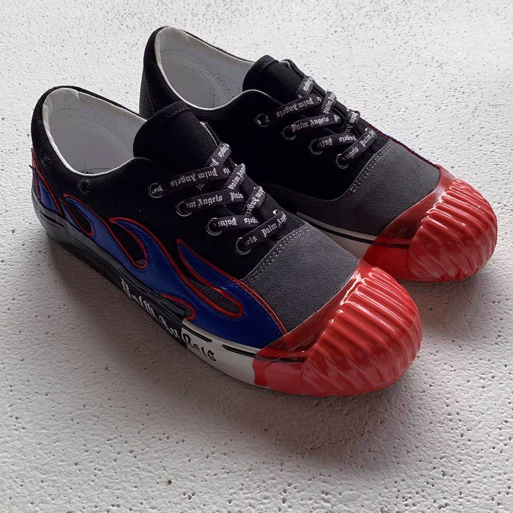 Palm Angels Black & Grey Flame Sneakers