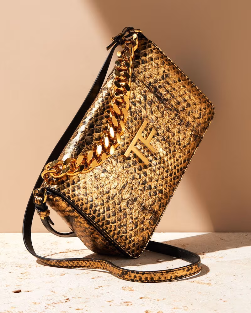 TOM FORD Large Laminated Python TF Shoulder Bag