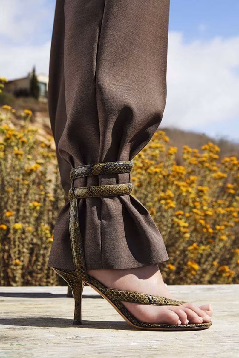 Bottega Veneta Python-Print Coil Sandals