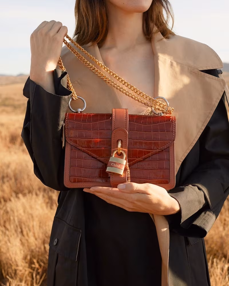 Chloé Aby Croc-Effect Leather Shoulder Bag