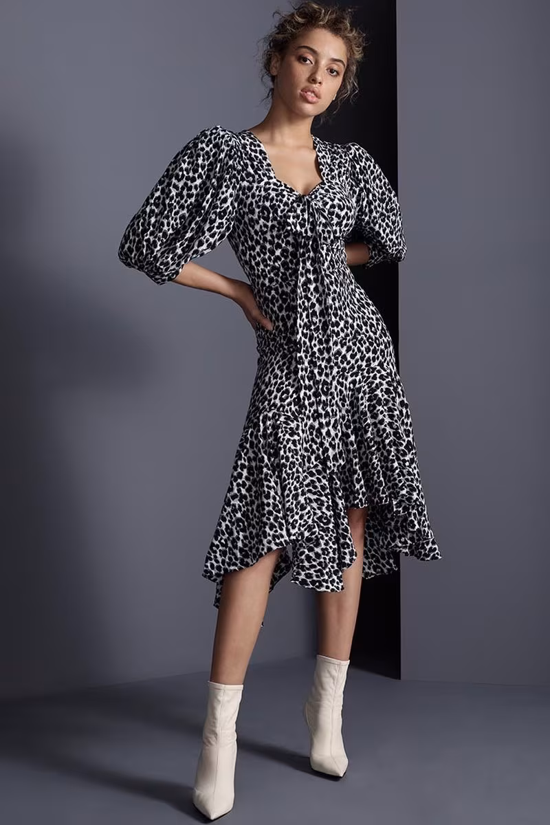 Michael Kors Collection Leopard-Print Silk Asymmetric Dress