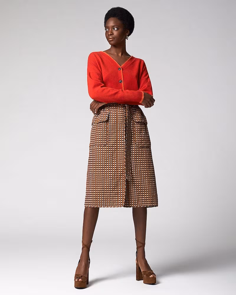 Preen by Thornton Bregazzi Madera Belted Checked Twill Skirt
