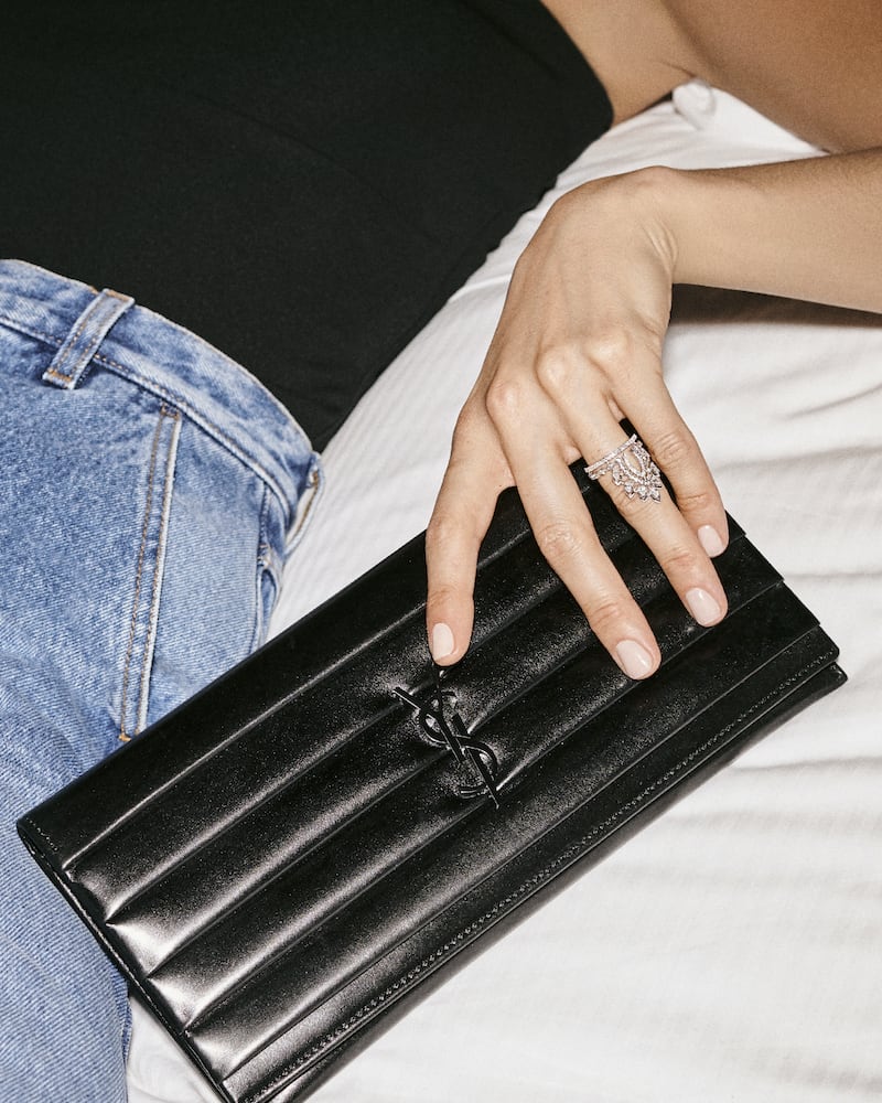Saint Laurent Smoking Quilted Leather Clutch