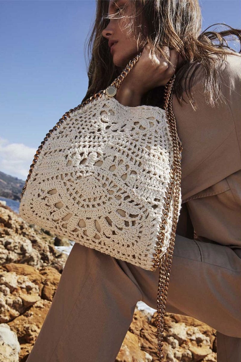 Stella McCartney Falabella Small Crocheted Cotton Ajouree Tote Bag