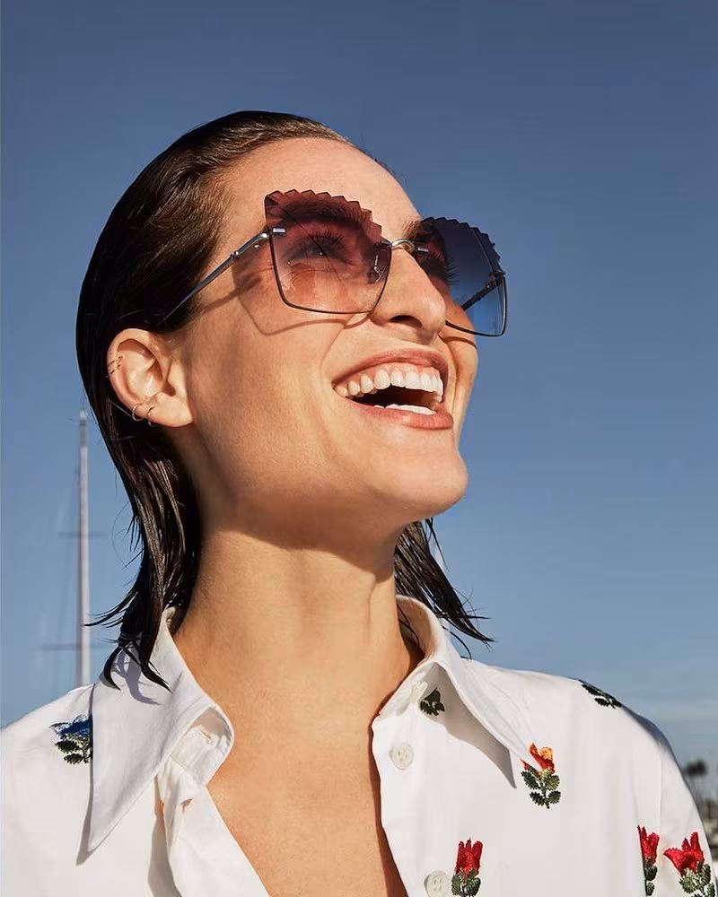 Carolina Herrera Laser-Cut Titanium Sunglasses