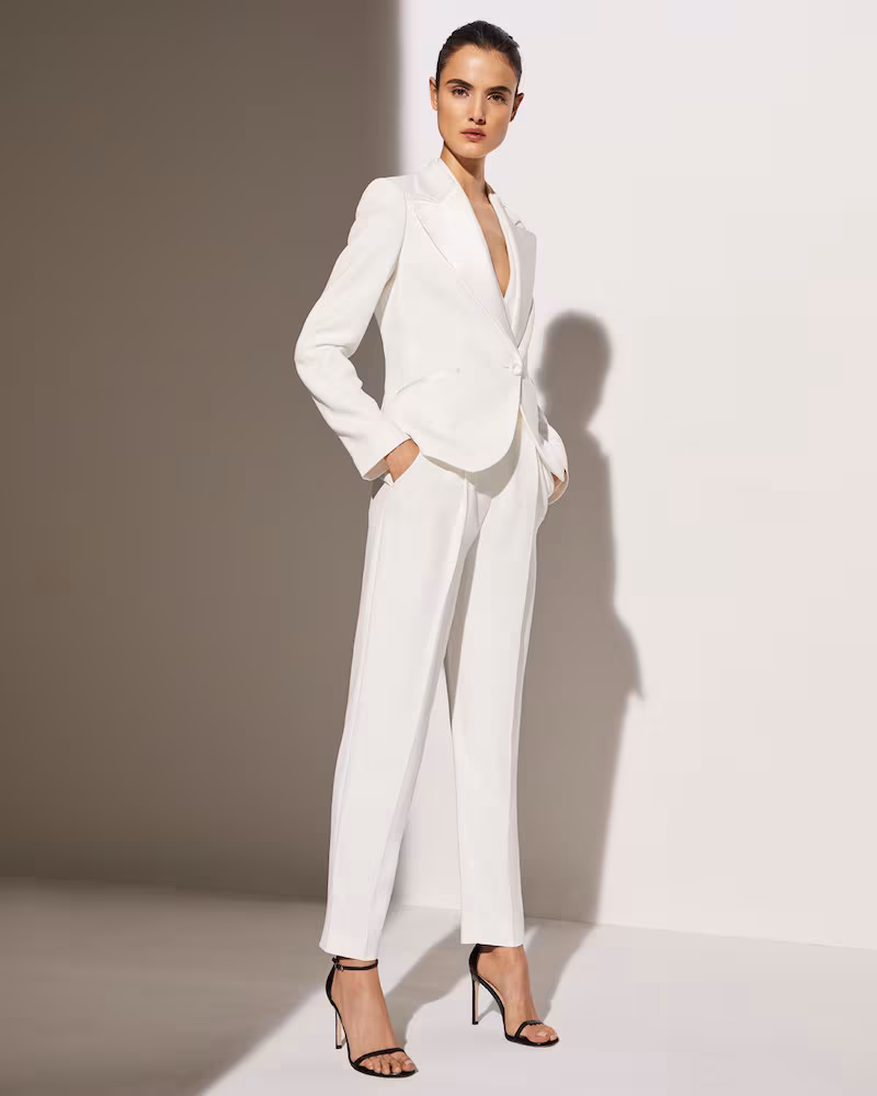 Emporio Armani Exaggerated Satin Lapel One-Button Cady Jacket