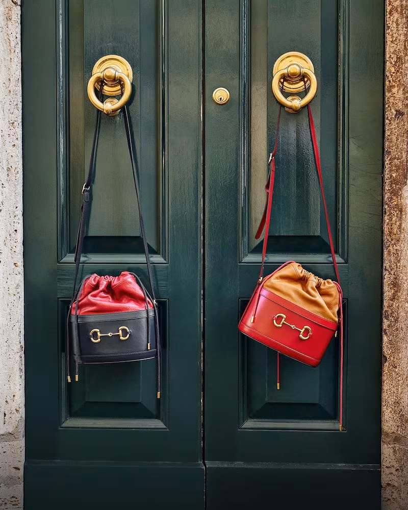 Gucci 1955 Horsebit Bi-Colour Leather Bucket Bag