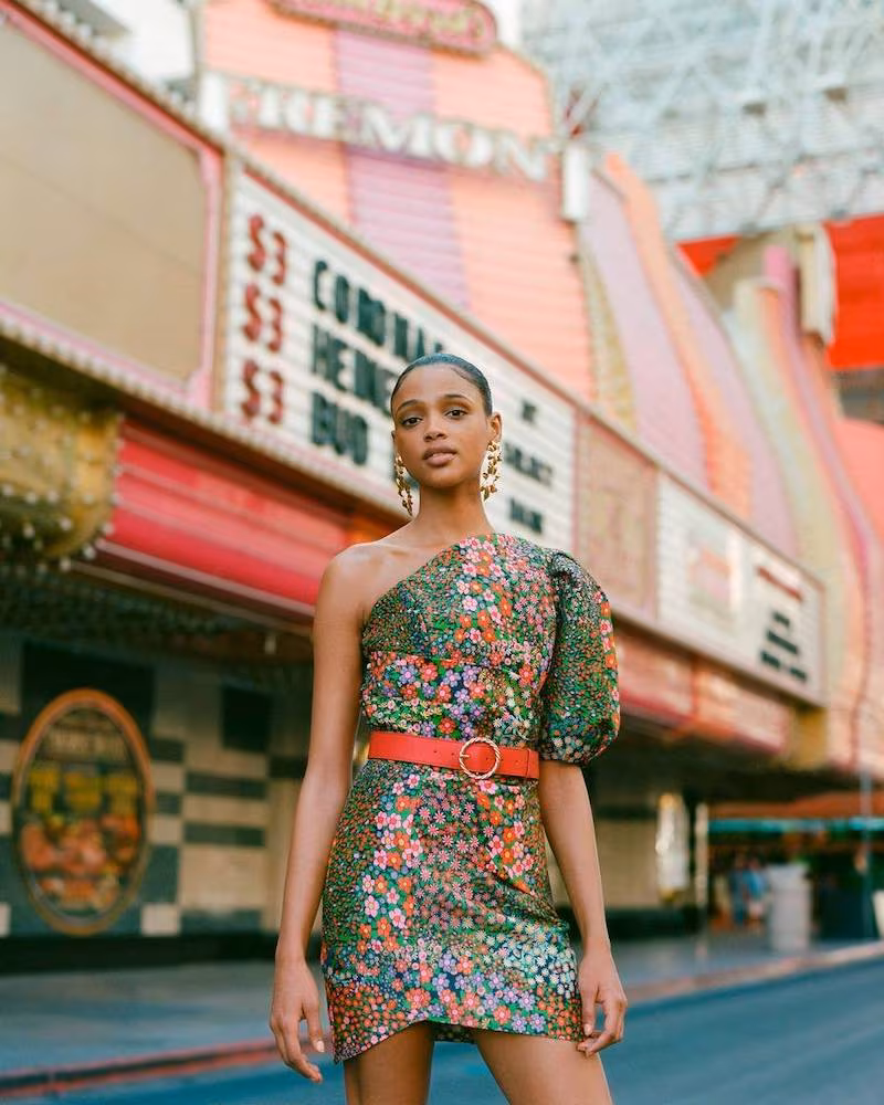 IORANE Multicolor Floral One Shoulder Mini Dress 1