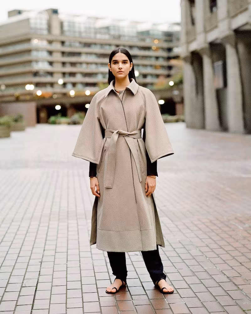 Ssōne Resistance Cape-Back Jacquard Coat