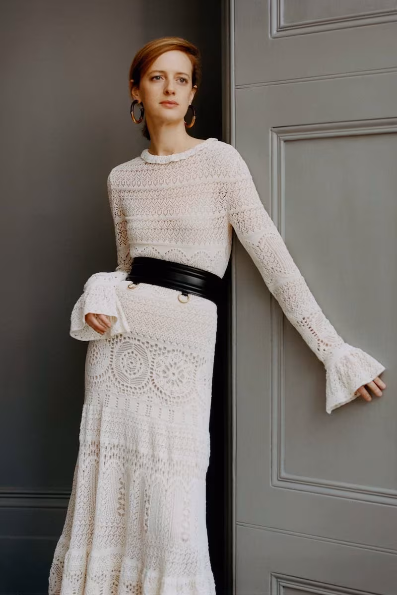 Alexander McQueen Frilled-Neck Crochet-Lace Cotton-Blend Dress