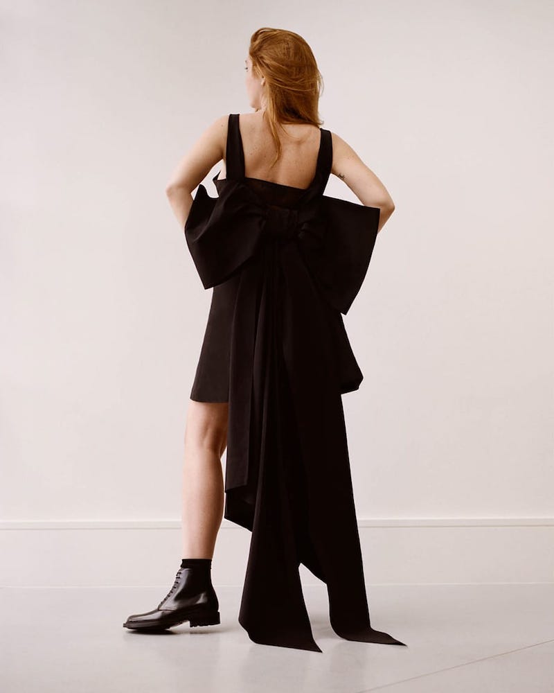 Carolina Herrera Back-Bow Faille Mini Dress