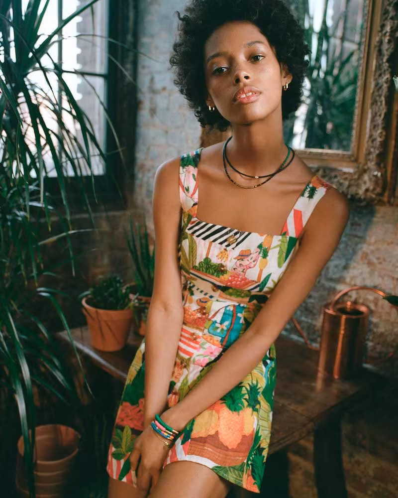 FARM Rio Tropical Fair Linen Mini Dress