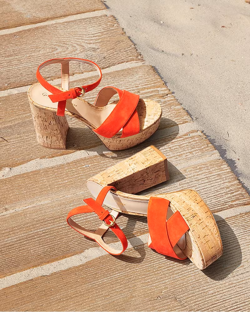Gianvito Rossi Cork and Suede Ankle Sandals