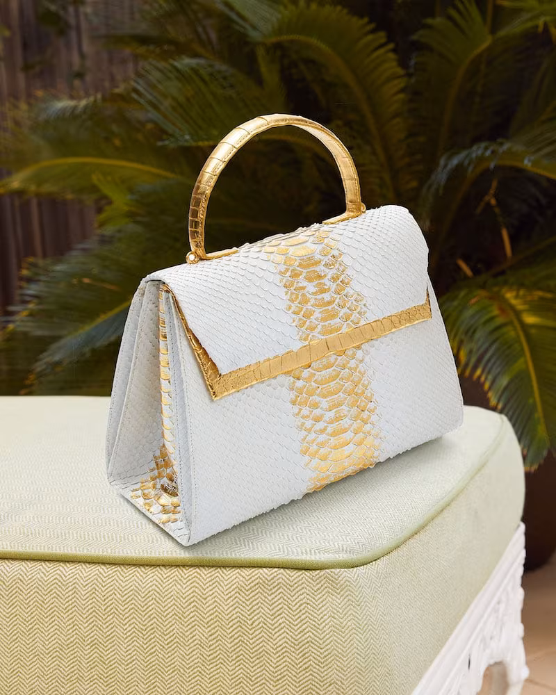 Nancy Gonzalez Small Double-Pocket Python & Crocodile Top-Handle Bag