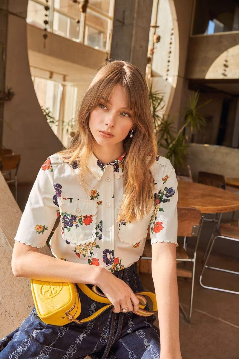 Tory Burch Twill Floral Shirt