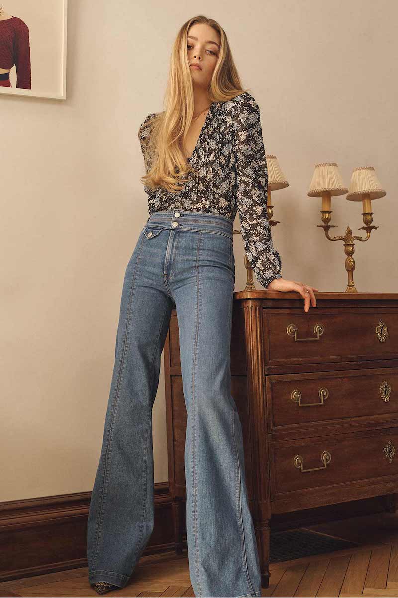 Veronica Beard Jean Ember Wide Leg Jeans With Seam Detail