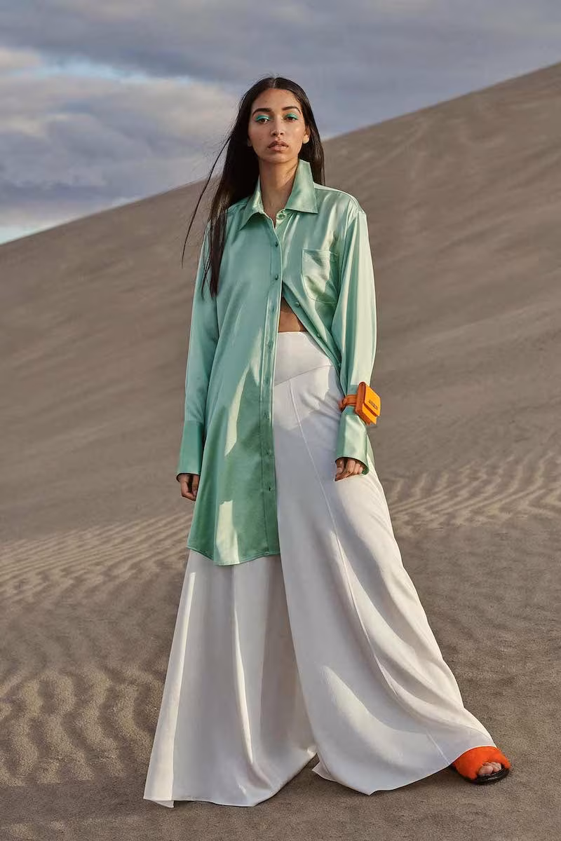 alexanderwang.t Wet Shine Oversized Button Down Shirt