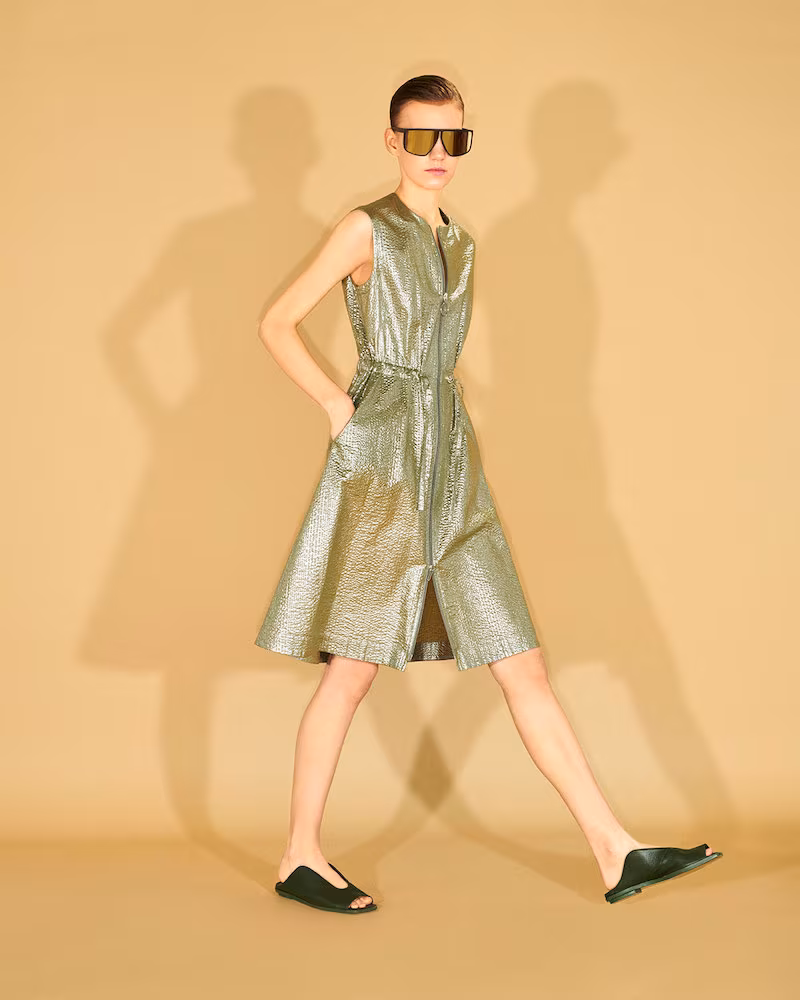 Akris Punto Metallic Poplin Zip-Front Dress