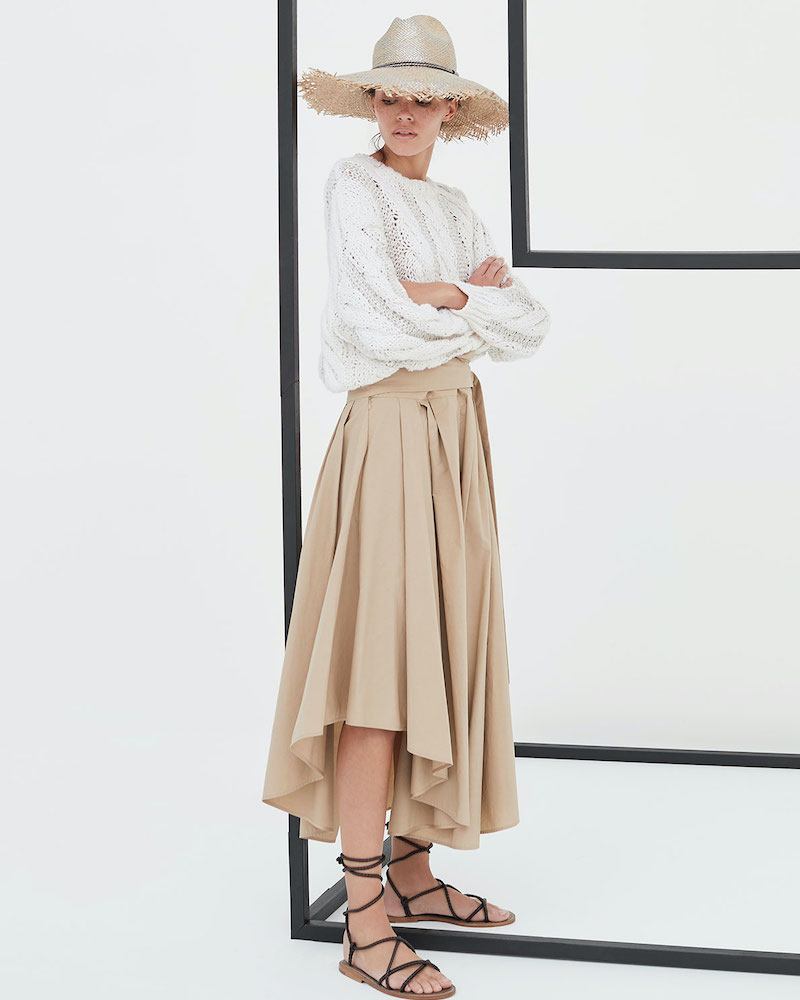 Brunello Cucinelli Asymmetric Wrapped A-Line Skirt