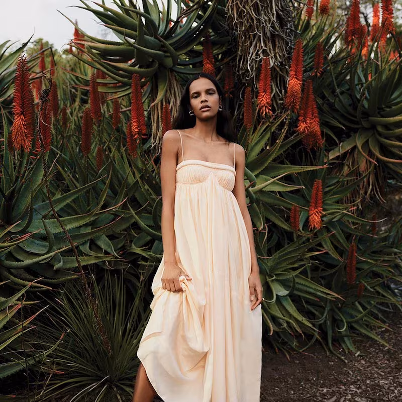 Chloé Silk Spaghetti-Strap Square-Neck Dress