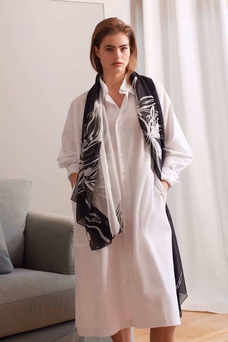 Eskandar Floral Print Silk Scarf