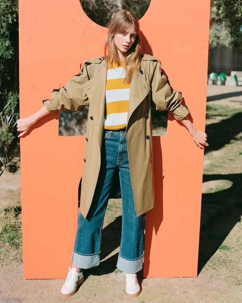 FRAME Colorblocked Trench Coat