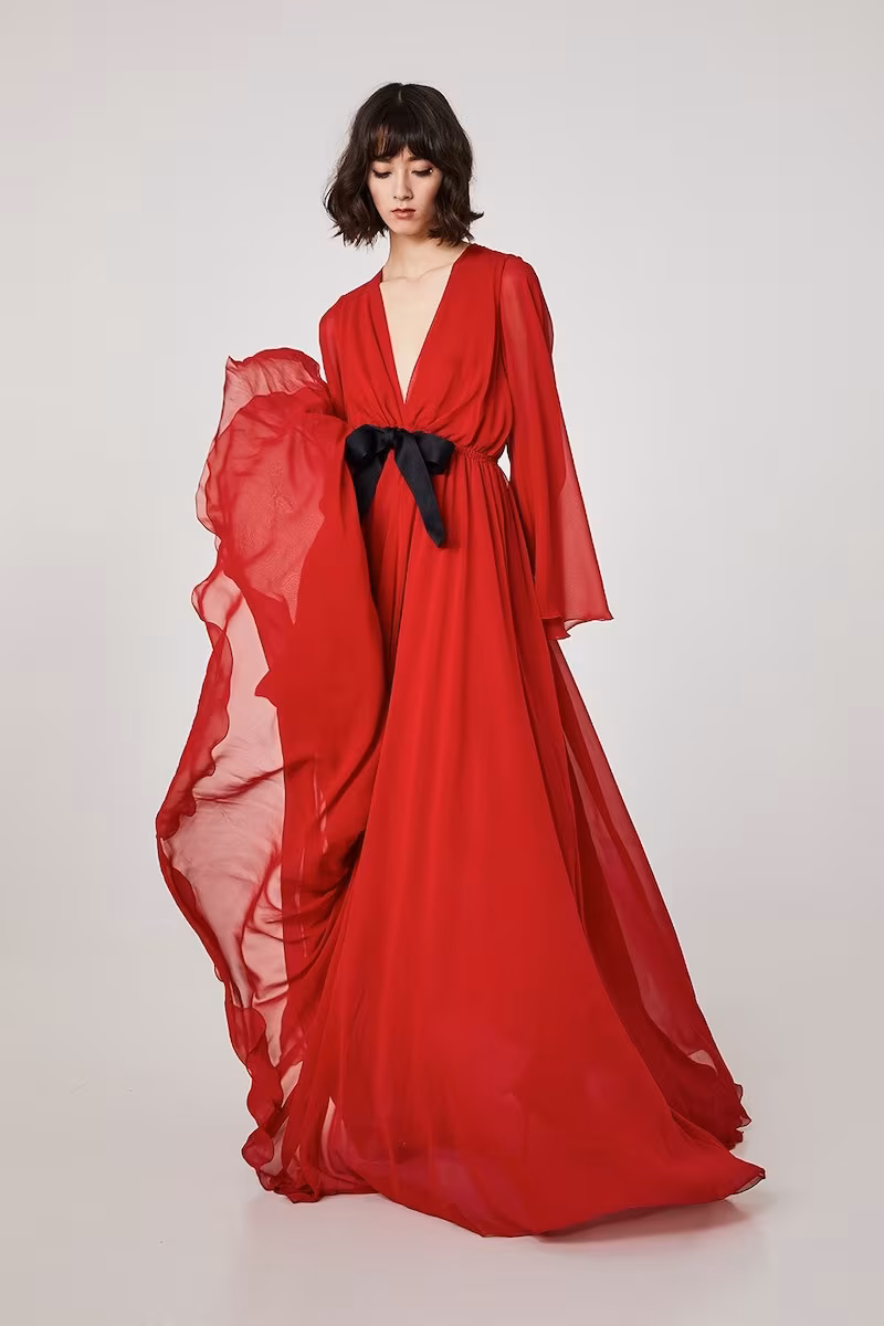 Giambattista Valli Sheer Silk Georgette Long Dress