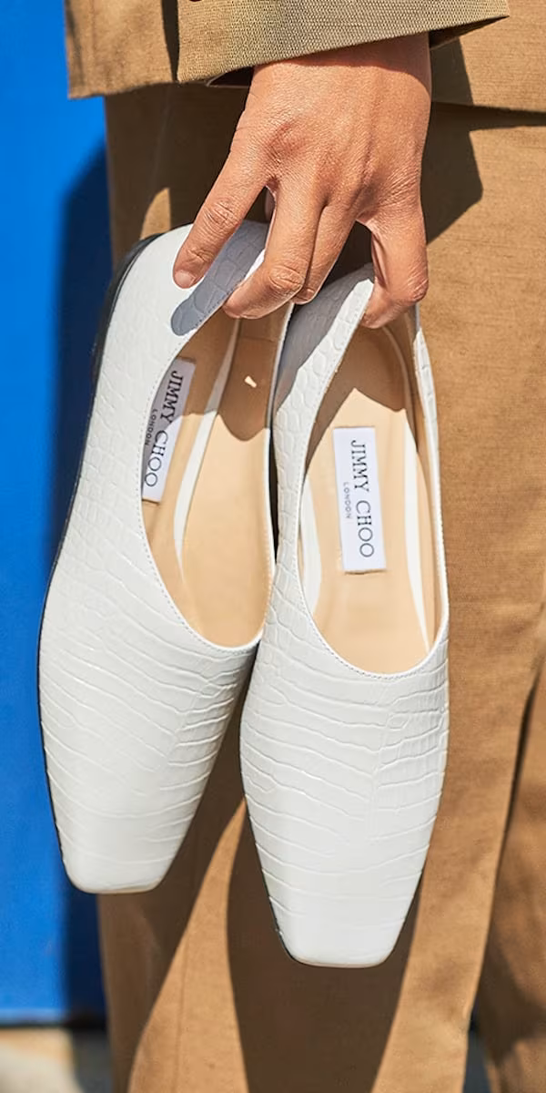 Jimmy Choo Joselyn Croc-Effect Leather Ballet Flats