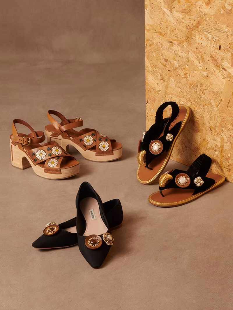 Miu Miu Embellished Velvet Slingback Sandals