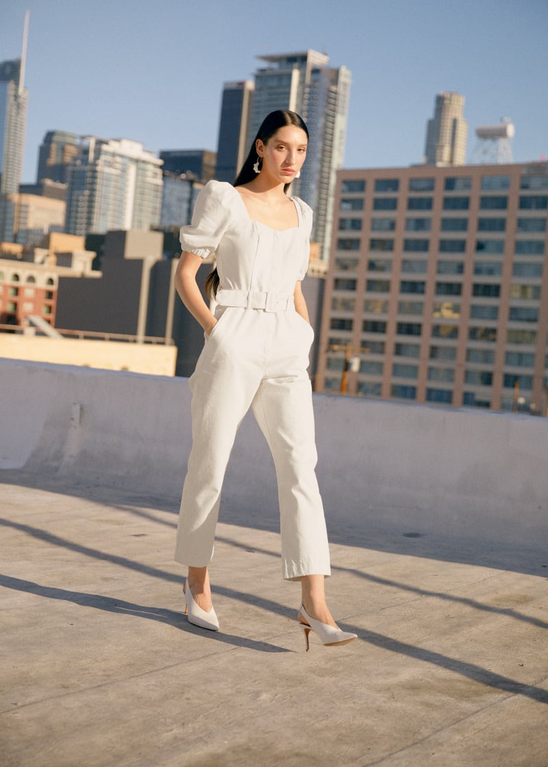 & Other Stories Belted Puff Sleeve Jumpsuit