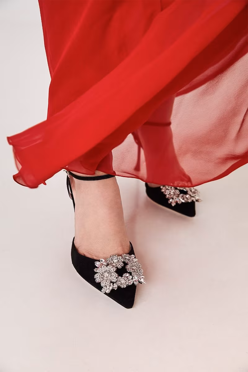 Roger Vivier 100mm Bouquet Suede Sling Back Pumps