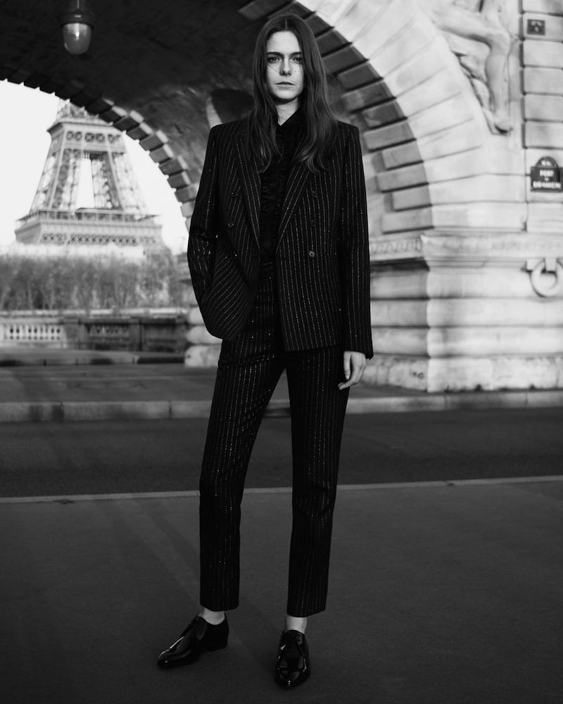 Saint Laurent Sequinned bouclé Tailored Trousers