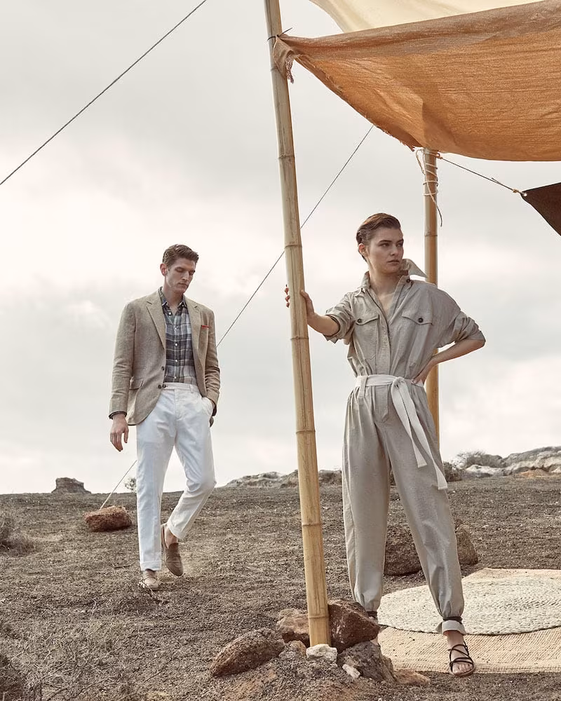 Brunello Cucinelli Crinkled Cotton Safari Jumpsuit