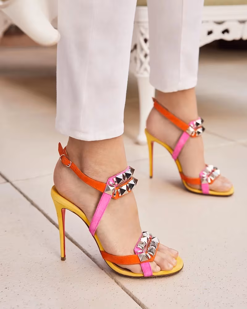 Christian Louboutin Galerietta 100 Suede Red Sole Sandals