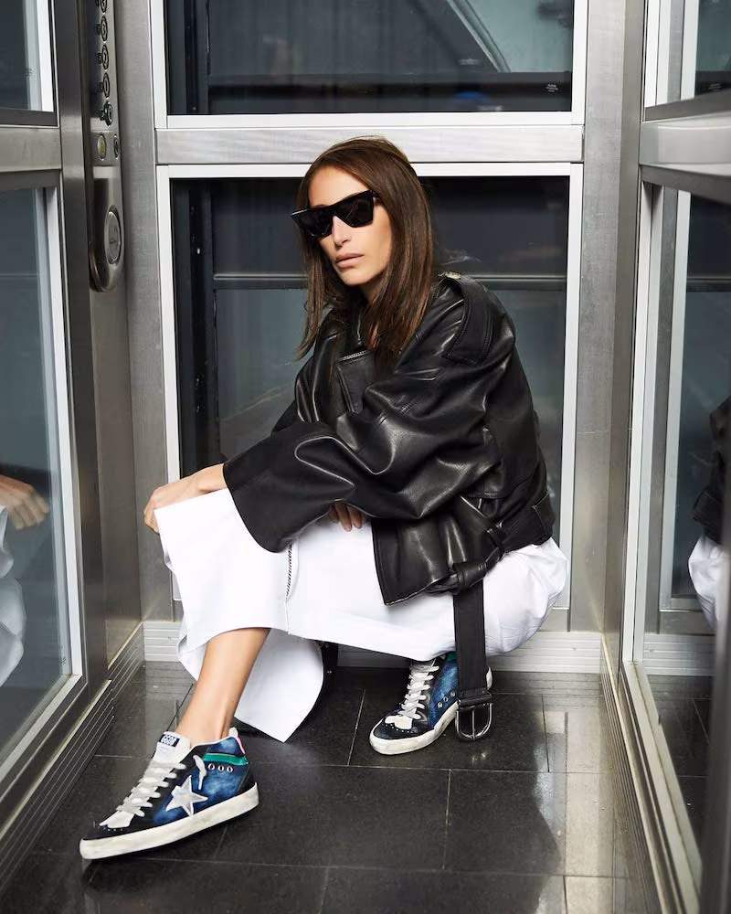 Golden Goose Mid Star Denim Neon High-Top Sneakers