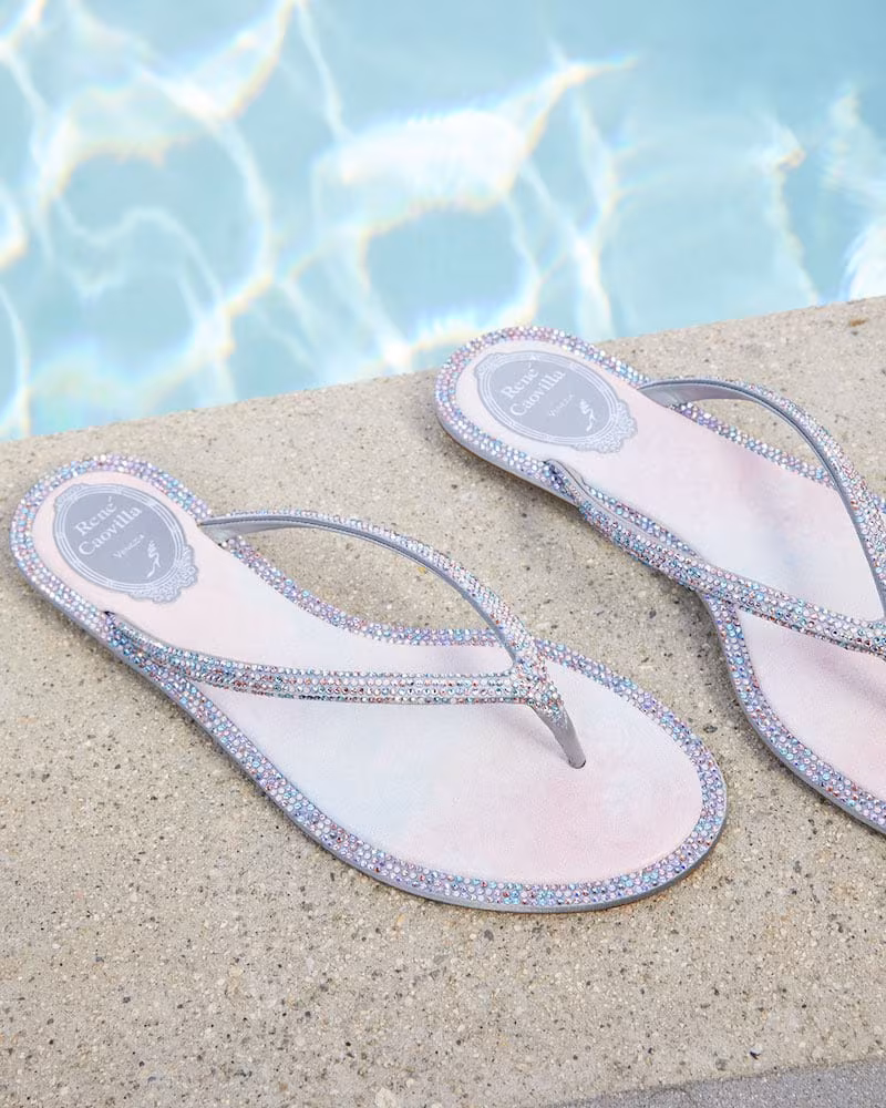 Rene Caovilla Beaded Flat Tie-Dye Thong Sandals