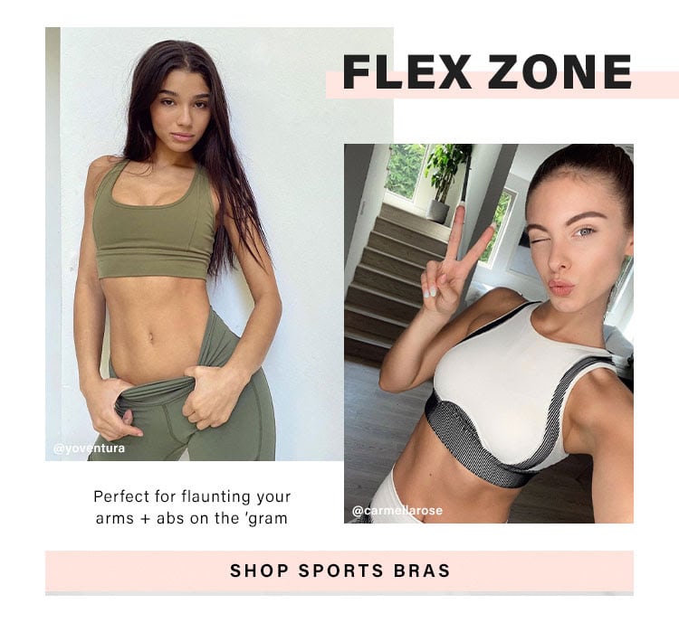 Flex Zone. Perfect for flaunting your arms + abs on the ‘gram. SHOP SPORTS BRAS