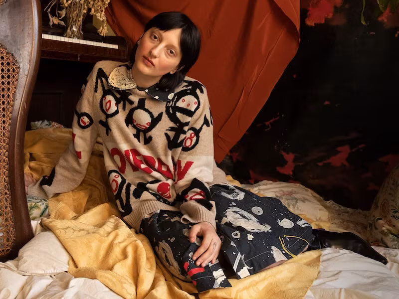 Charles Jeffrey LOVERBOY Asteroid-Print Cotton Midi Dress