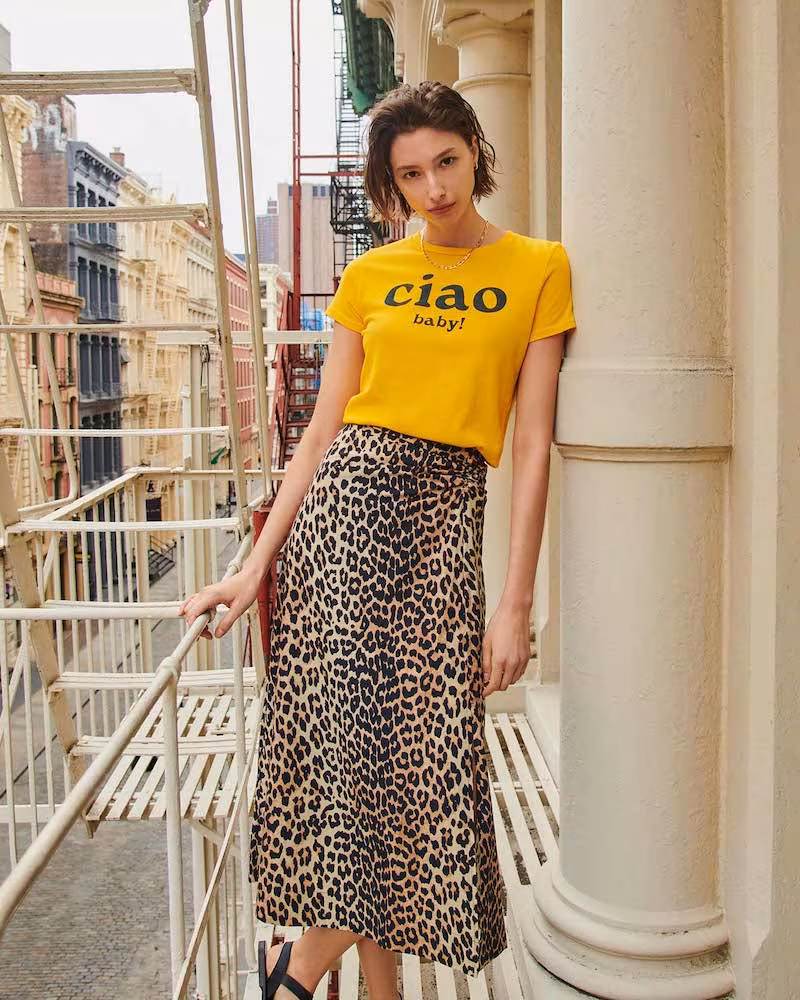 GANNI Printed Poplin Skirt