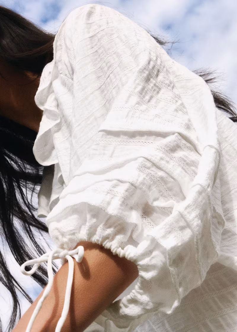 & Other Stories Oversized V-Neck Ruffle Midi Dress