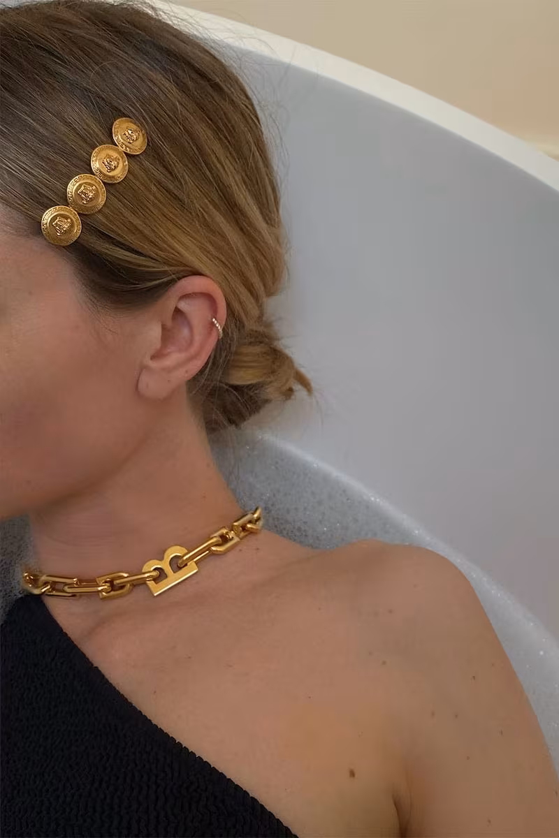 Versace Medusa-Coins Metal Left-Side Hair Clip