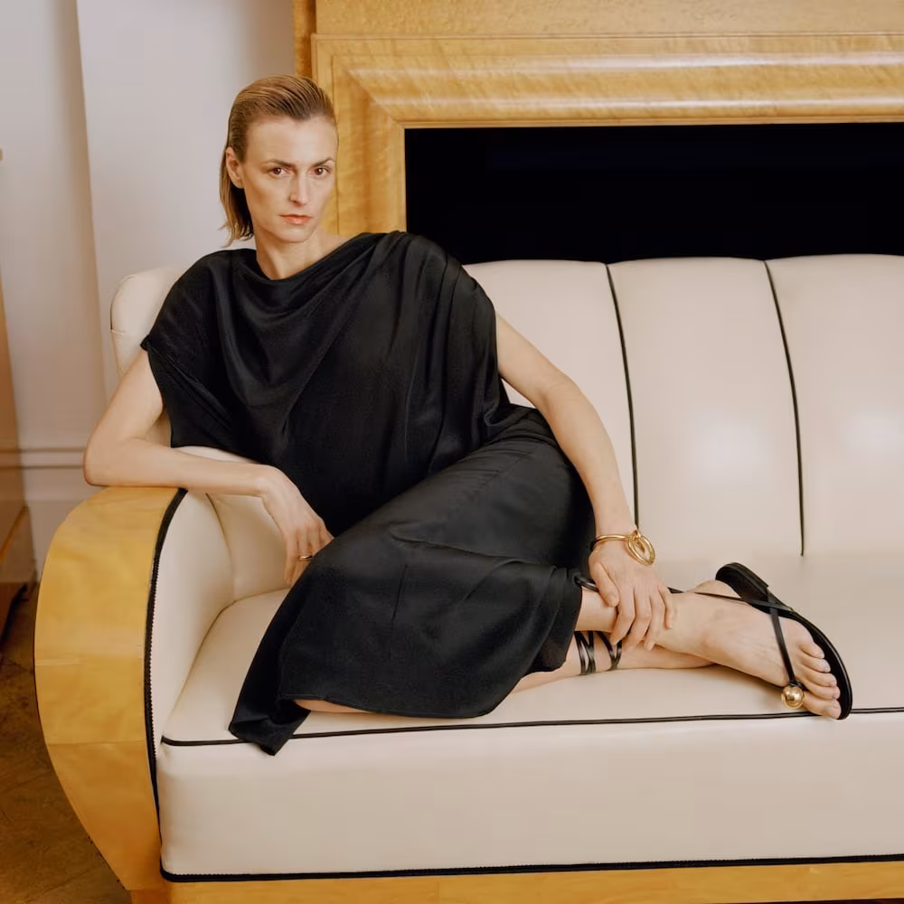 Jil Sander Metallic-Orb Flat Wraparound Leather Sandals
