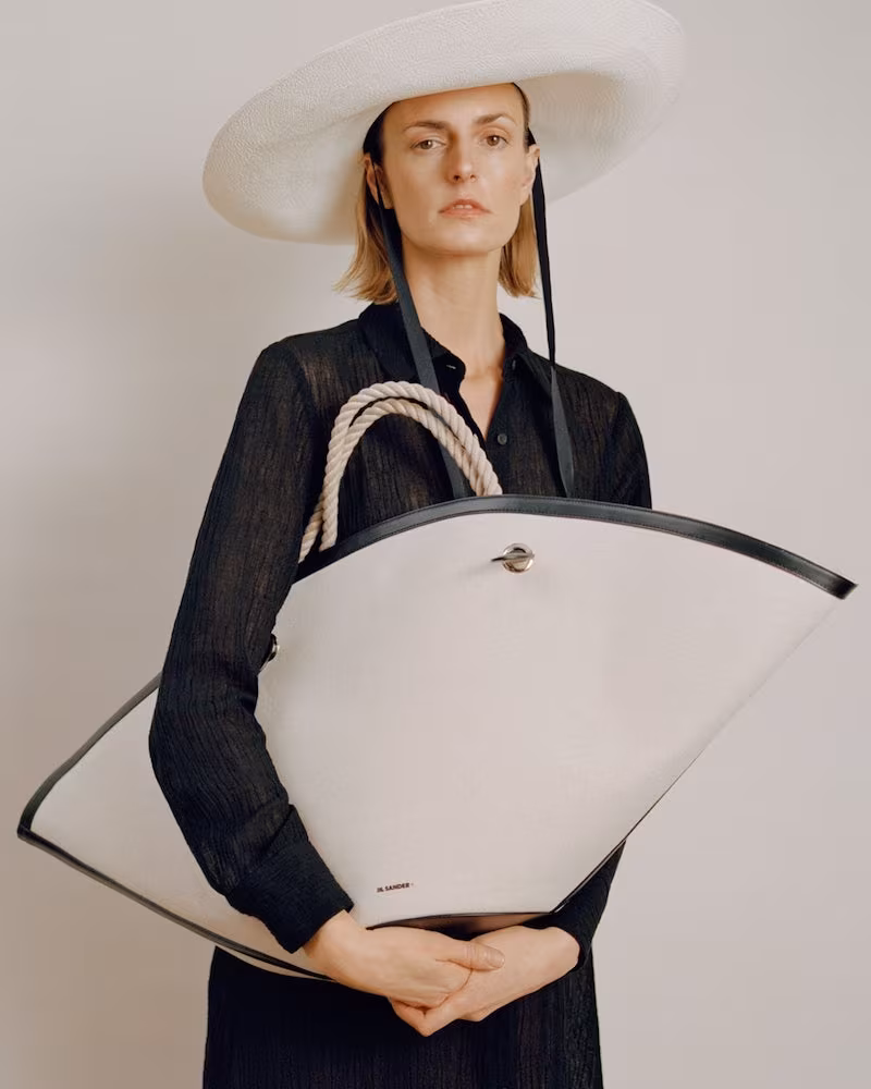 Jil Sander Sombrero Large Rope-Handle Canvas Bag