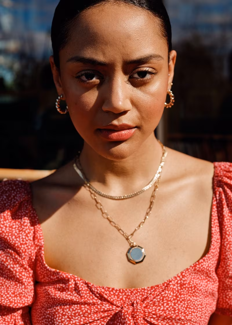 & Other Stories Embossed Pendant Chain Necklace