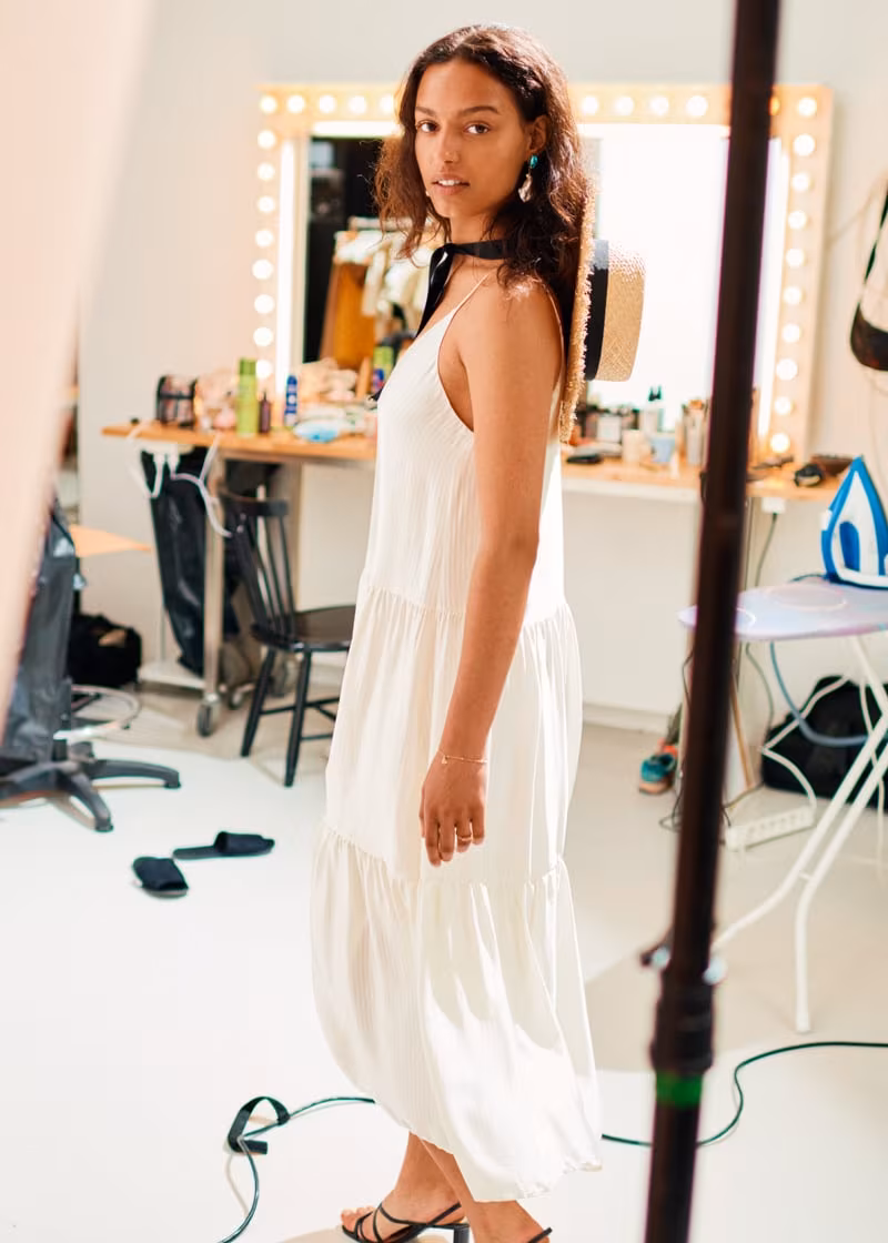 & Other Stories Tiered Viscose Midi Dress